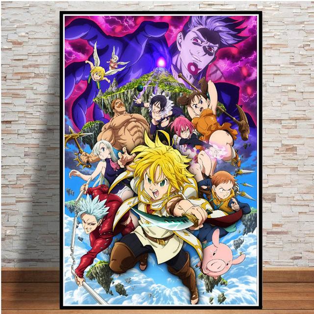 Japanese Cartoon The Seven Deadly Sins Anime Poster Living Room Children's Room Wall Artist's Bedroom Decoration Canvas Painting