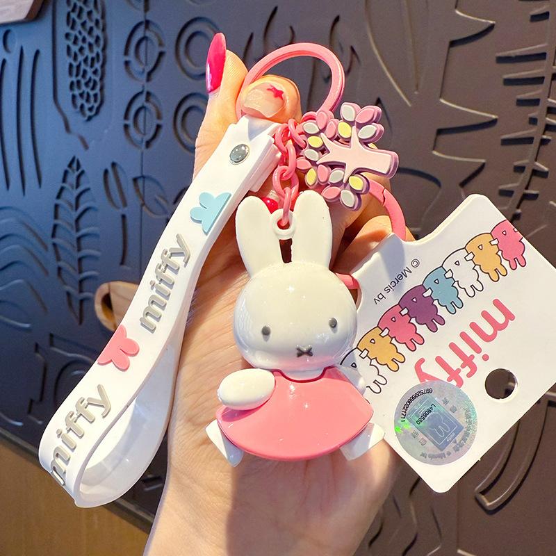 New Kawaii Miffy Rabbit Keychain Cartoon Couple Backpack Pendant Car Key Accessories Creative Festival Gifts