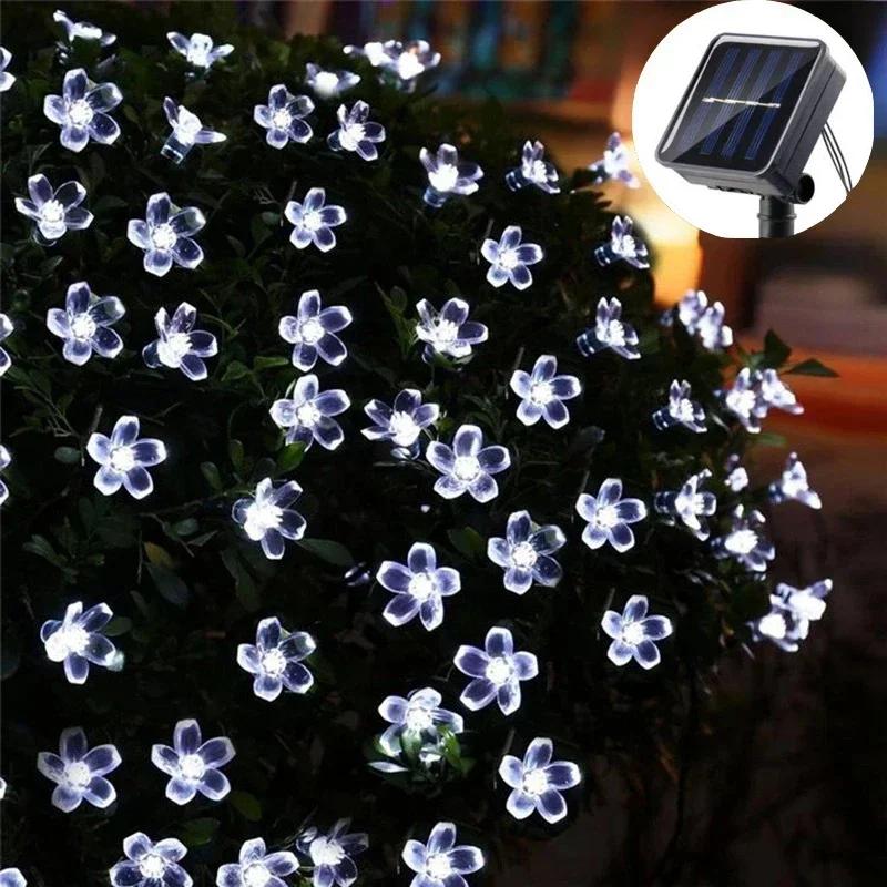 LED Fairy Cherry Blossom Light String Garden Summer Holiday Decor Solar Garland Wedding Party Decoration Outdoor Solar Lamp