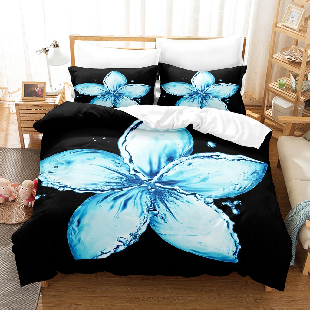 Chrysanthemum Duvet Cover Set Queen Size Bedding Set Stylish Decor Pastoral Comforter Cover+Pillowcases Blossom Soft Microfiber