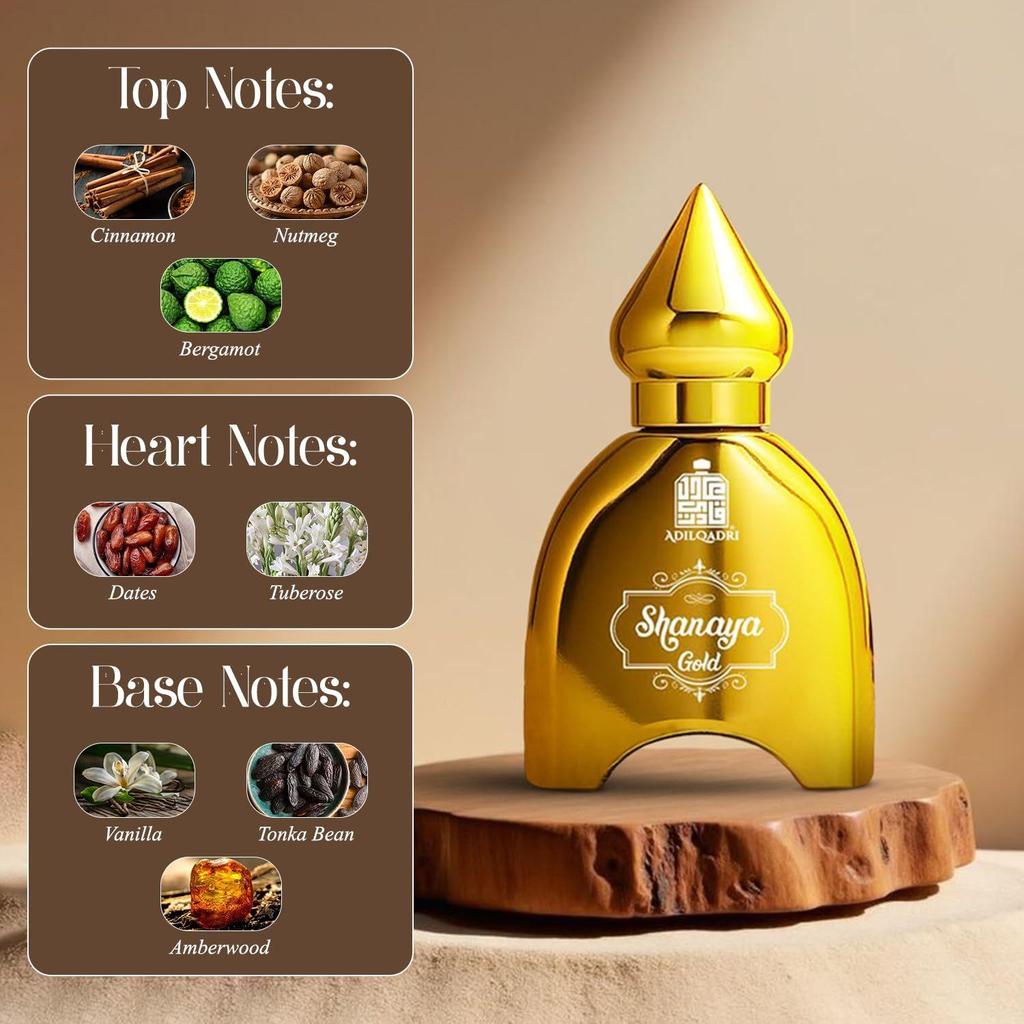 Adilqadri Shanaya Gold Gourmand Fragrance Attar for Men and Wome