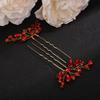 Teyglen 3pcs Crystal Bride Wedding Hair Pins Bridal Red Rhinestone Hair Pins Set Handmade Blue Black Red Crystal Hair Pieces Wedding Hair Accessories