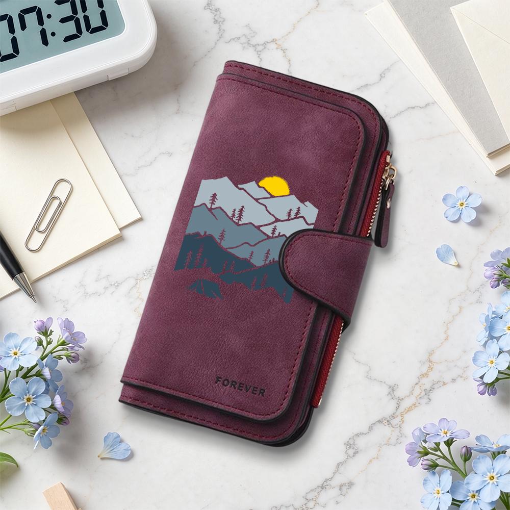 Women Mountain Pattern Leather Wallet Forever Multi Card Pocket Purse