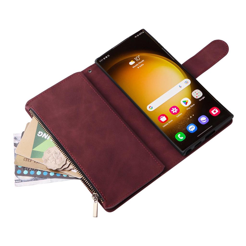 Samsung S25 EDGE Multi-Card Zipper Leather Case with Card Slot for S24FE/Note20