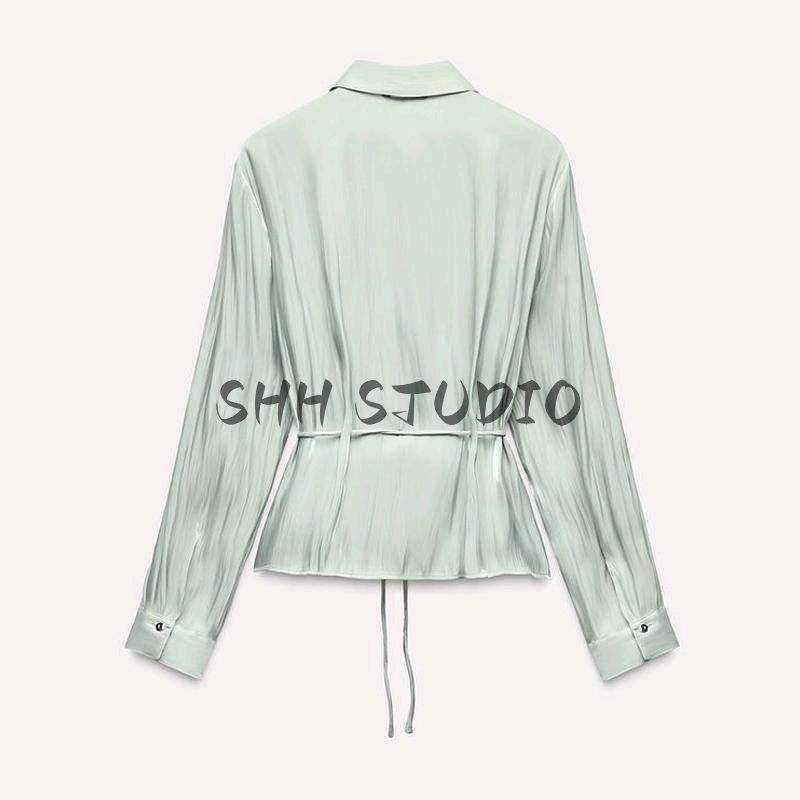 Spring New Women's Clothing French Style Design Bowknot Decoration Light Effect Shirt Tops 2461938