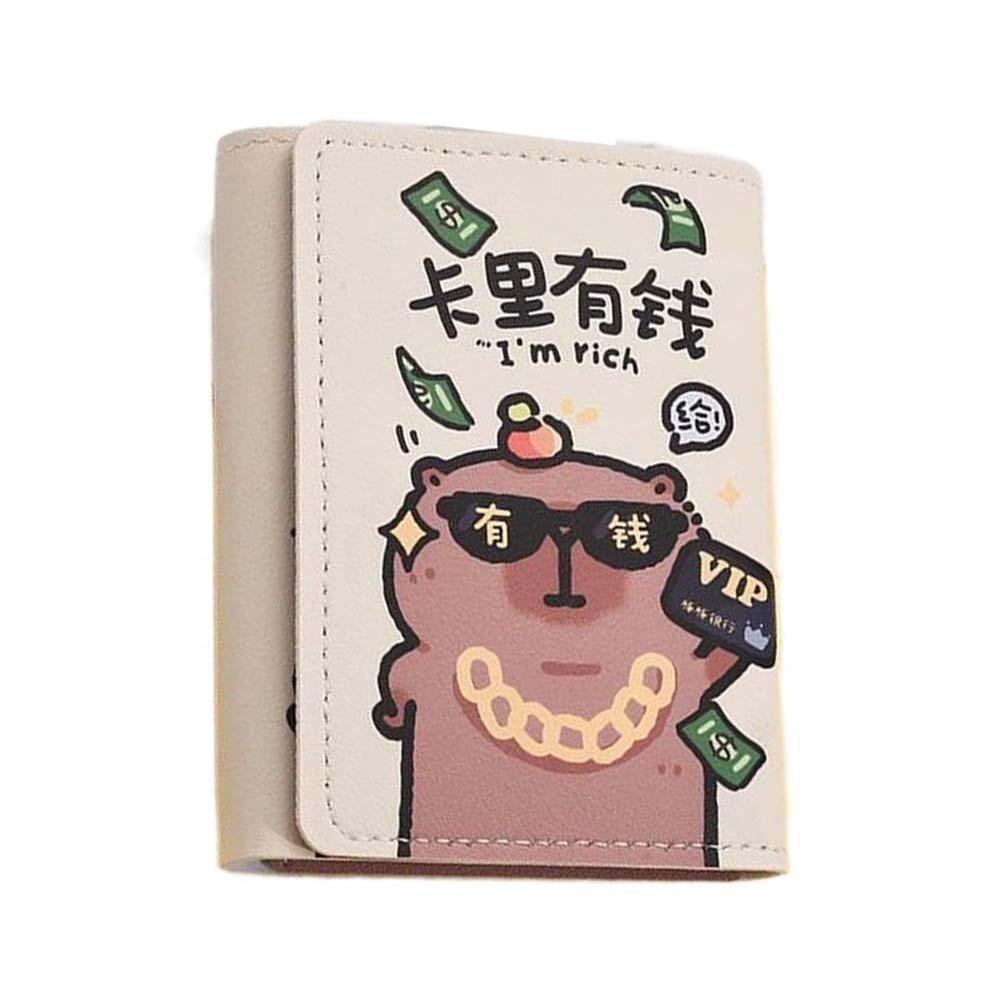 Водонепроницаемый ПУ Трехсекционный Кошелек Большой Вместимости Мультяшный Кошелек для Монет Застежка-кнопка Кошелек Капибара Девочки 713₽