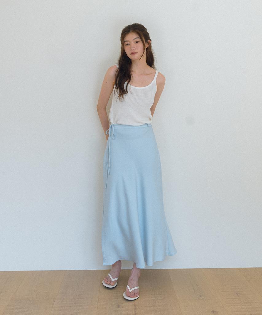 Laminez Flow Wrap Maxi Skirt - Sky Blue
