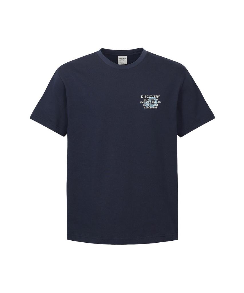 DISCOVERY EXPEDITION Unisex Heavyweight Small Letter Short Sleeve T-Shirt (D/Navy)