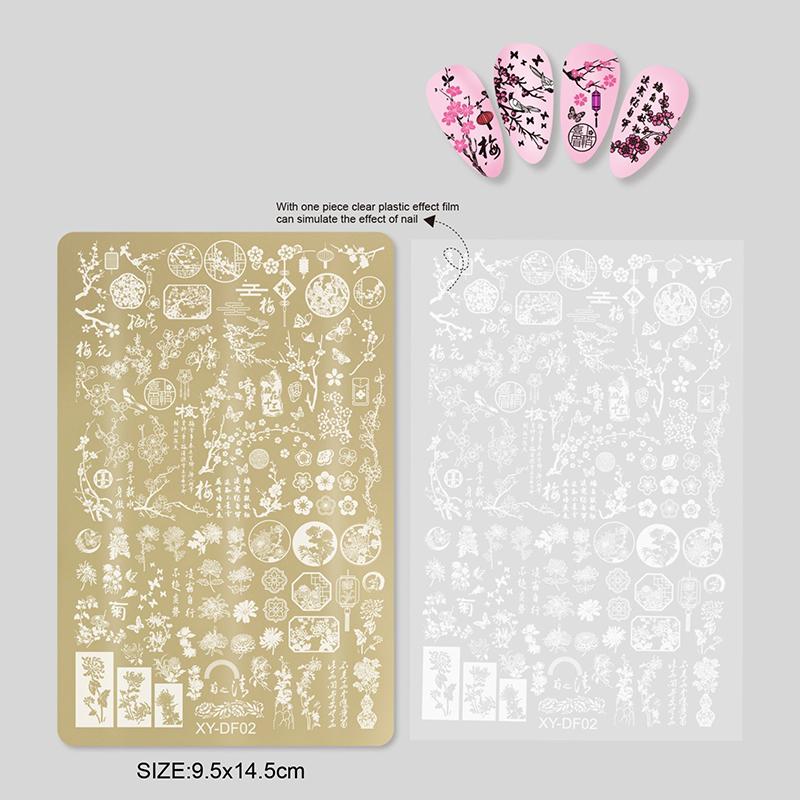 

Большие пластины для стемпинга ногтей с узором бабочек и цветов, трафарет из нержавеющей стали, штампы для нейл-арта, геометрический шаблон, инструменты для ногтей