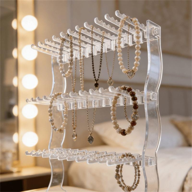 Acrylic Jewelry Organiser Stand Clear Display Shelf For Necklaces Earrings Rings Multilayer Storage Rack For Bedroom Closet