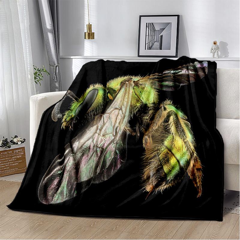 3D Honey Bee Insect Cartoon Soft Plush Blanket,Flannel Blanket Throw Blanket for Living Room Bedroom Bed Sofa Picnic Cover Kids
