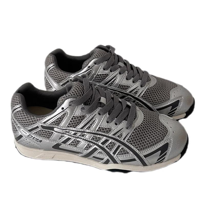 Scarpe casual in rete grigio-argento traspiranti blu da alpinismo armadietto Forrest Gump base spessa scarpe sportive versatili allenamento tedesco scarpe sportive da papà w
