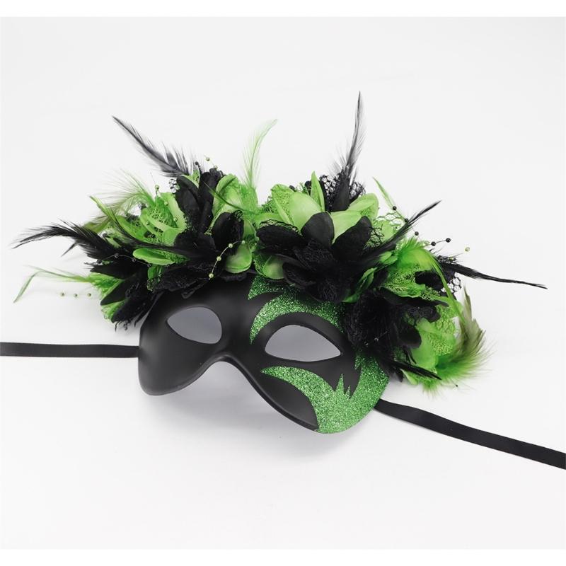 Feathered Masquerade Mask Halloween Party Eye Mask Half Face Mask for Women Cosplay Masquerade Decoration Eyewears