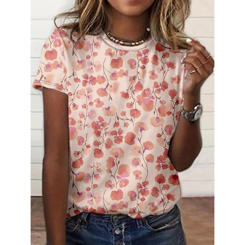 Hot Selling Women s Summer Floral 3D Print T-Shirt S