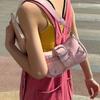 A Stylish Y2K Pink Crossbody Bag with a Chain Pendant - a Sweet and Cool Style Crossbody Bag, Perfect for Both School and Everyday Commuting.