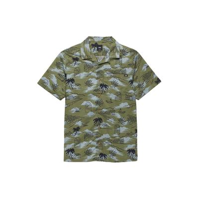 Davista Button-Down Hemd Graffiti-Print Kurzarm Herrenhemden Olivgrün VN000G7GAMB