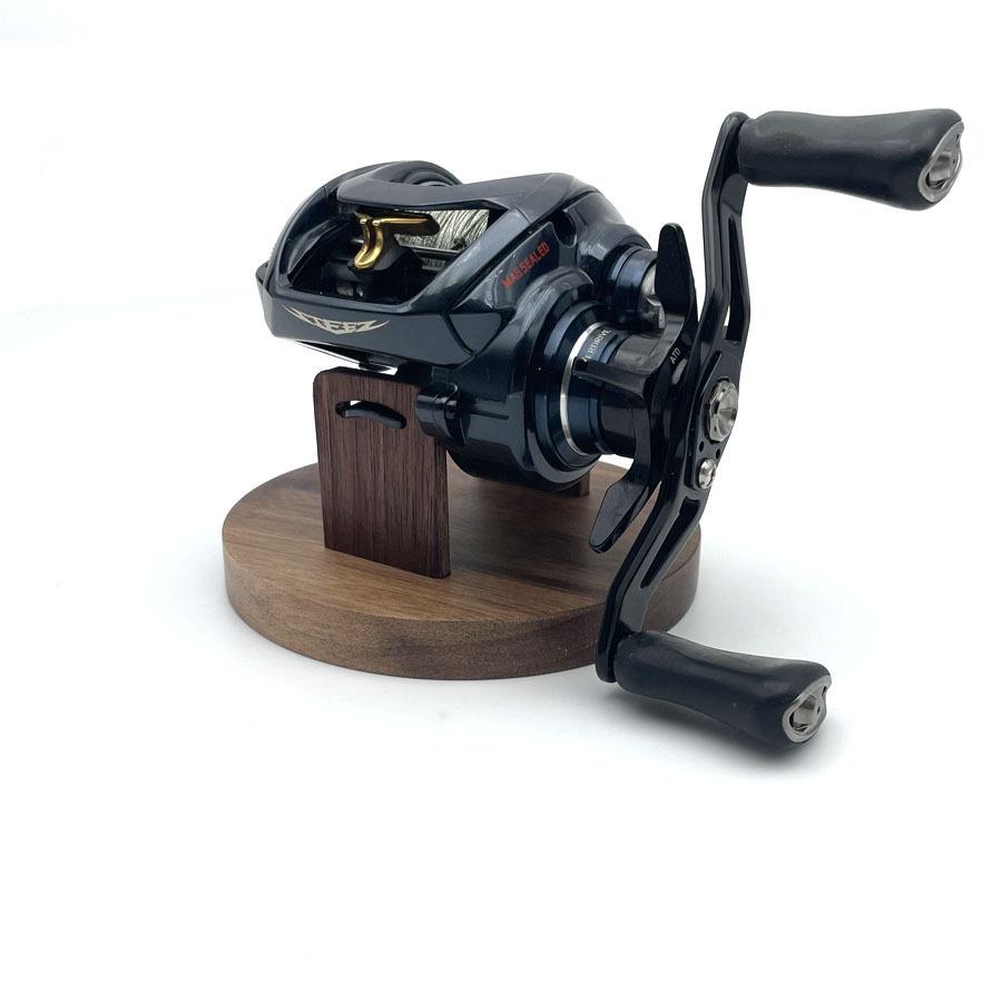 Walnut Wood Display Cabinet for Fishing Tackle: Baitcasting, Electric, and Fishing Reels