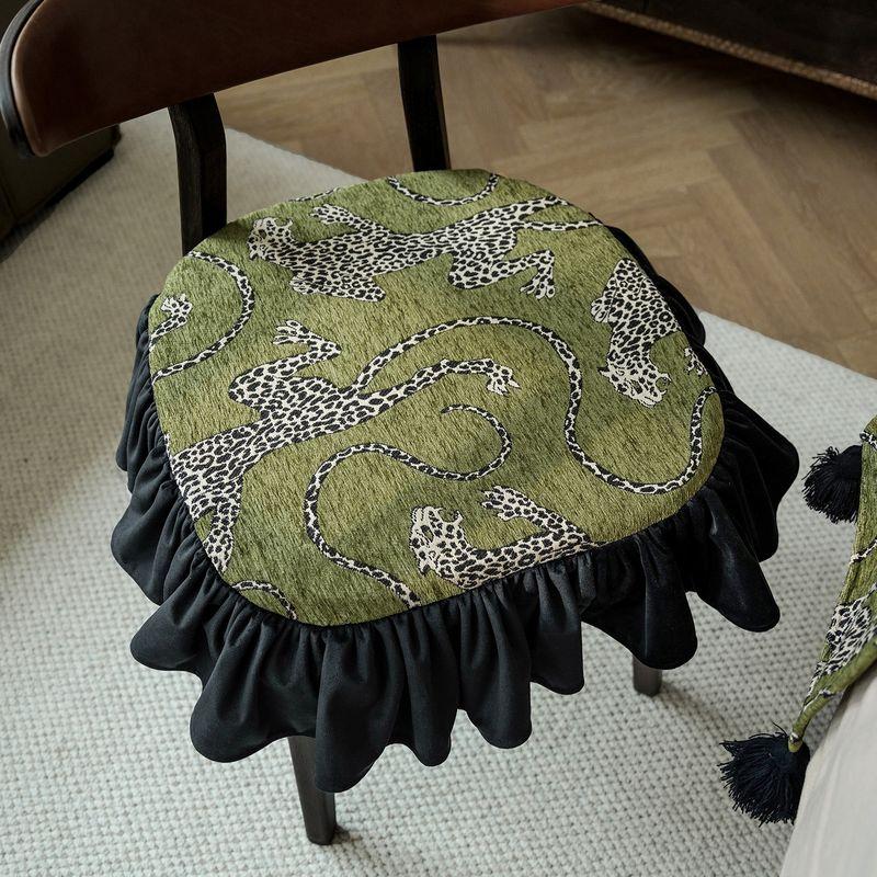 

Подушка для французского стула с зеленым леопардовым принтом, подушка для американского обеденного стула, из чистого хлопка, съемная и моющаяся, с хлопковой окантовкой и завязками, тканевая подушка для стула Green leopard-Ruffles cushion 45*45cm with core