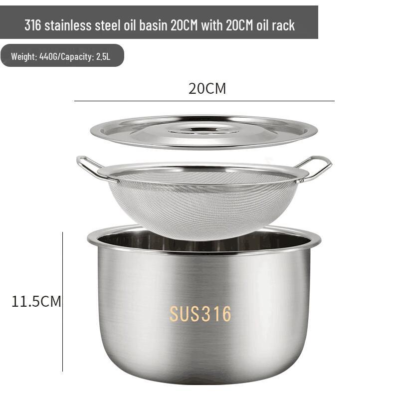 Naijiang Food-Grade 316 Stainless Steel Lard Storage Pot