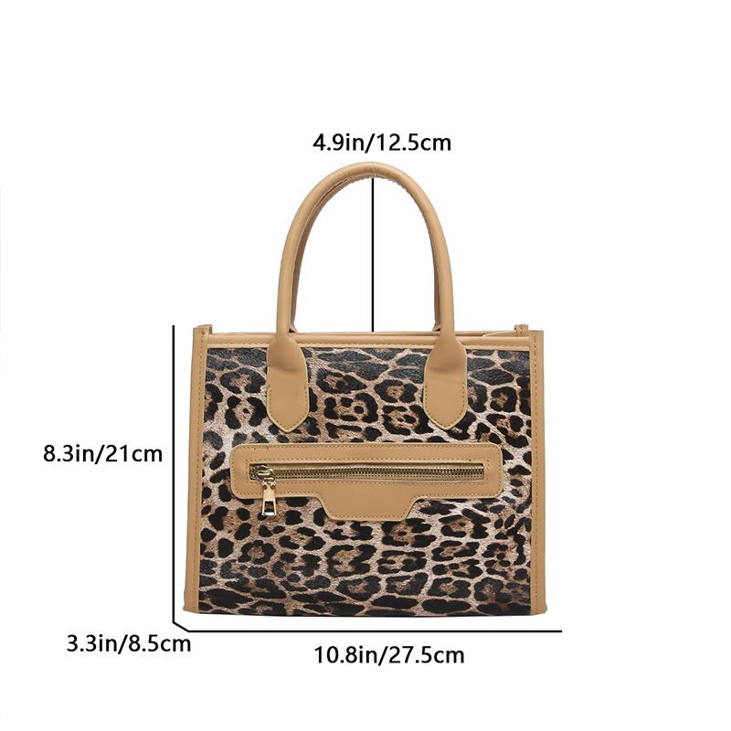 Women's Leopard Print PU Leather Shoulder Bags Casual Handbag Top Handle Purse for Shopping and Travel Commuter Bag