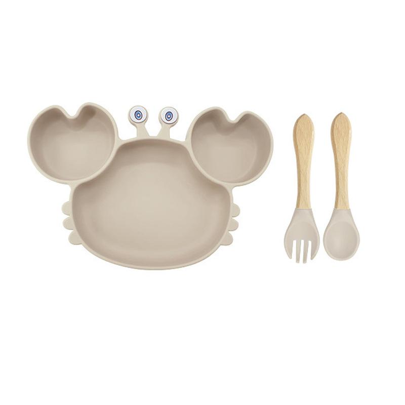 Baby Silicone Crab Plate & Bowl Set with Bib - Food-Grade Tableware