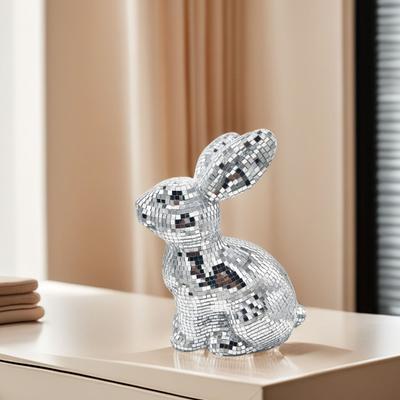 Yousheng Discokugel Hase Handgefertigt Mini Spiegel Häschen Figur Hasenform Discokugel für Partys Hochzeiten Geburtstage Dekoration