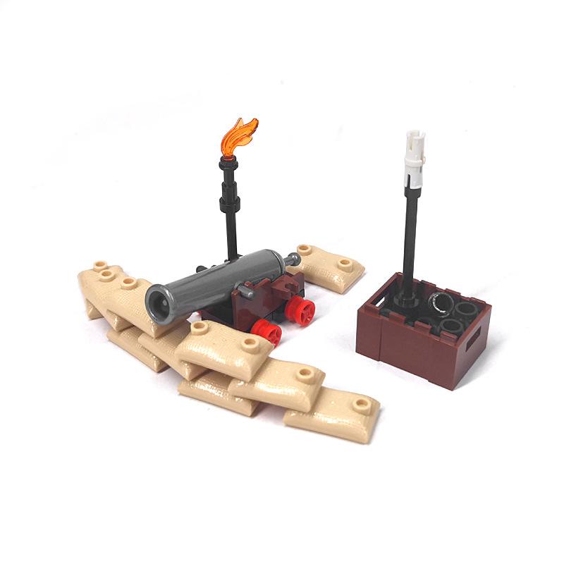 Medieval Military Cannon Small Particle Soldier Figurine Building Block Pirate Ship Artillery Scene Ornament Toy