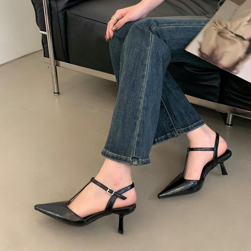 Fashion SUOJIALUN 2025 New Brand Women Sandal Fashion Pointed Toe Ankle Strap Ladies Elegant Slingback Shoes Thin High Heel Dress Pumps