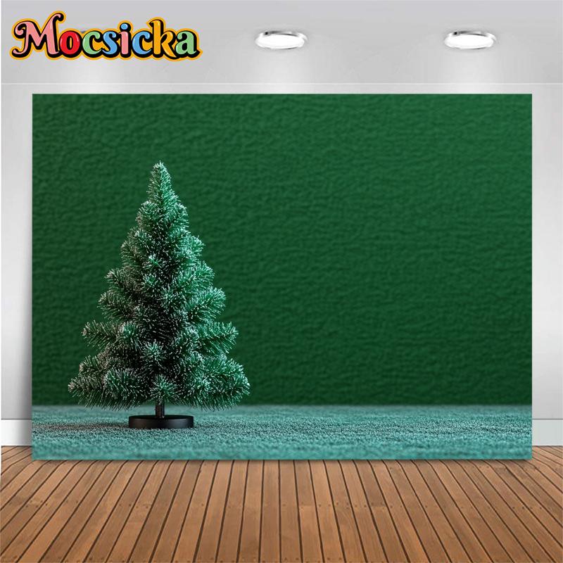 Mocsicka Green Christmas Tree Background Photography Shooting Props Wallpaper Decorations Children Family Party Backdrops Banner
