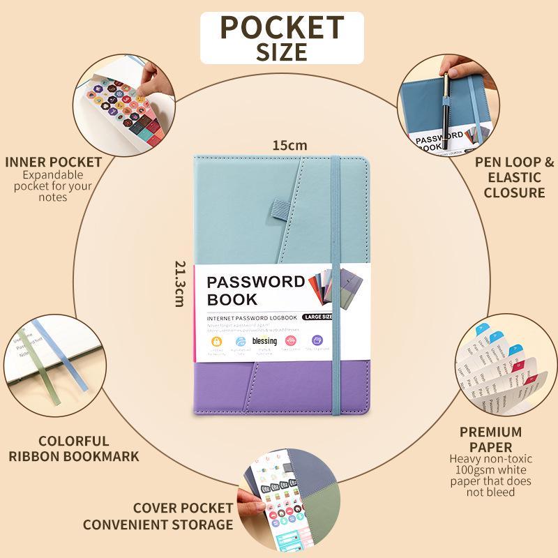 A5 Password-Protected Notebook for Website & Contact Management