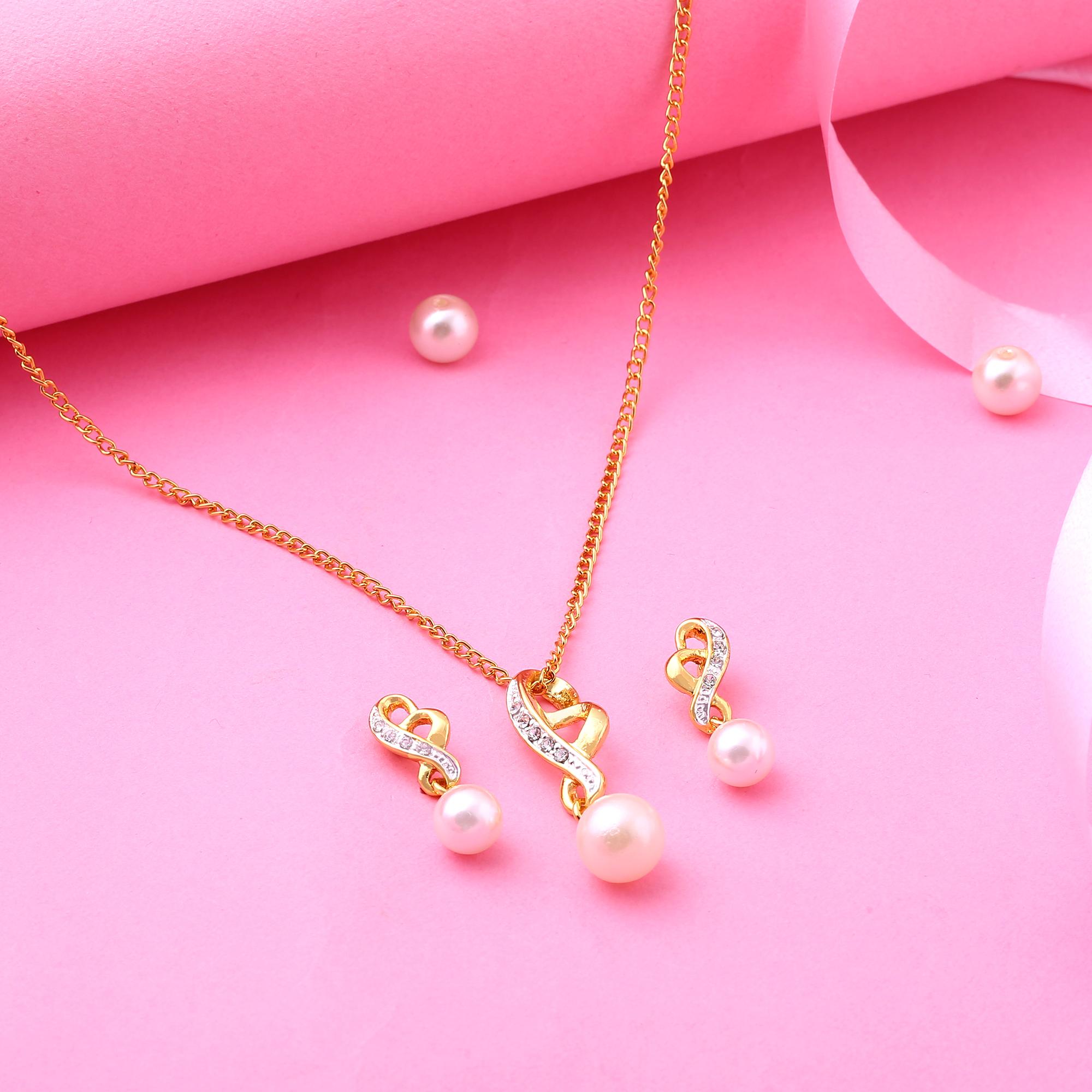 

Великолепный позолоченный кулон Estele с жемчугом и кристаллами для женщин