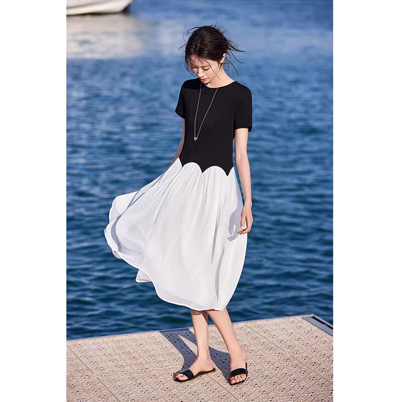 La Chapelle French Style Faux Two-Piece Midi Dress S