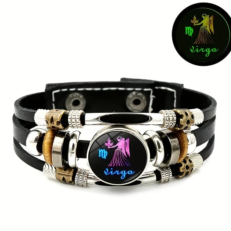 

Звездные созвездия, 1 шт. светящийся браслет из ПУ кожи с 12 созвездиями, крутой многослойный браслет из бусин для мужчин и женщин Virgo