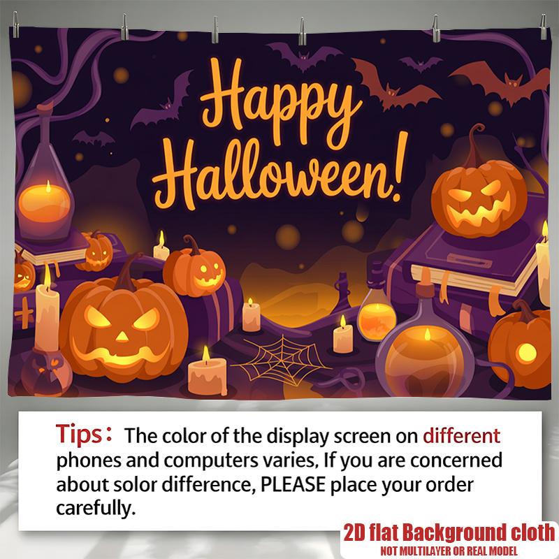 Party Backdrop Halloween Moon Flat Witch Pumpkin Celebration Photo Booth Party Decor