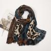 Brown Leopard Print Scarf Thin Soft Cozy Shawl Boho Style Windproof Sunscreen Wrap For Women
