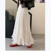 Spring 2026 Women's High-Waisted Ruffled Mesh A-Line Maxi Skirt - Gentle & Slimming