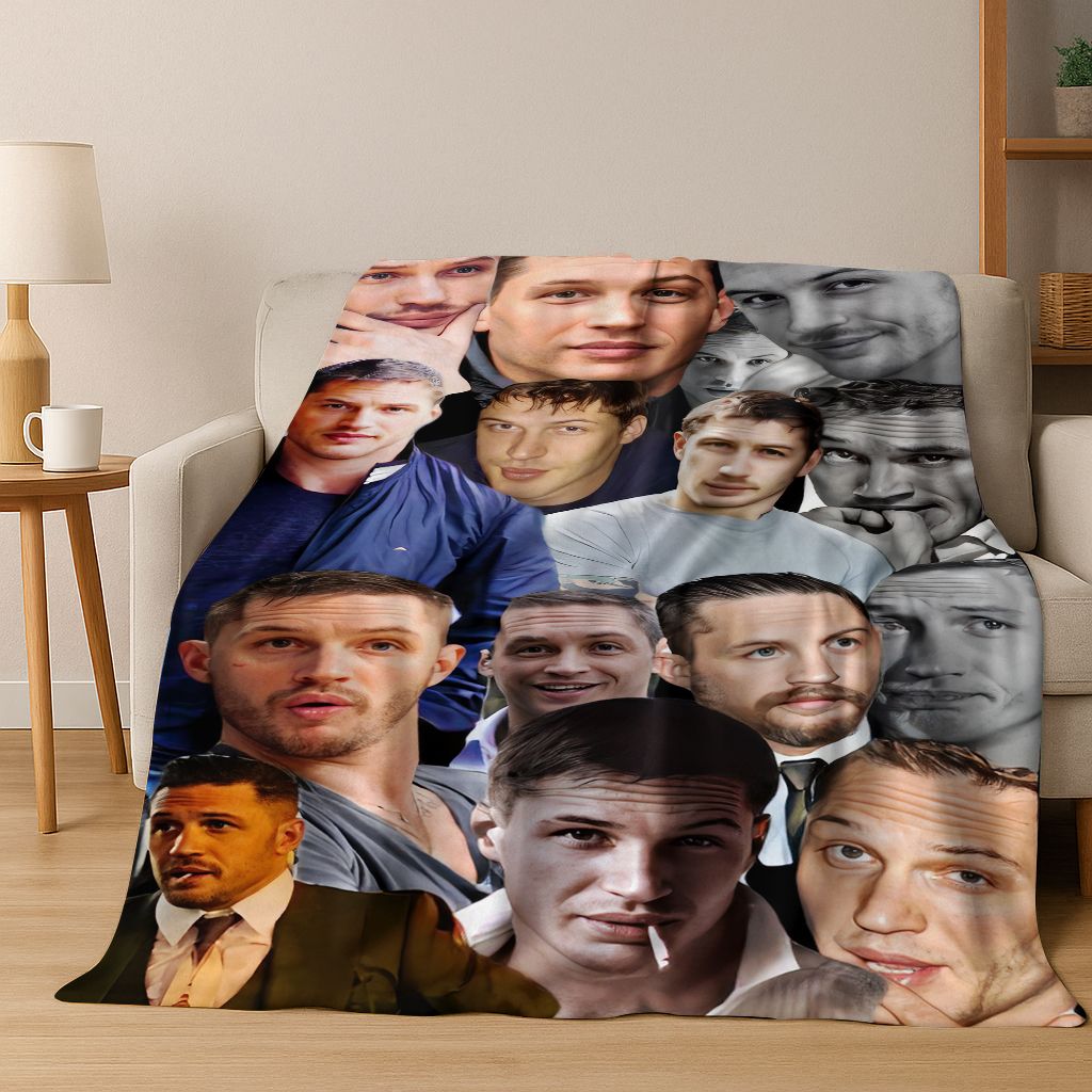 3D Tom Hardy Art Actor Star Flannel Blanket,Cozy Soft Throw Blanket for Home Bedroom Bed Sofa Picnic Office Cover Kids Gift