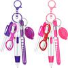 6-in-1 Multifunction Retractable Ball Pen Set Flashlight Foldable Scissors Ballpoint Pen Keychain Nurse Pens Permanent Marker