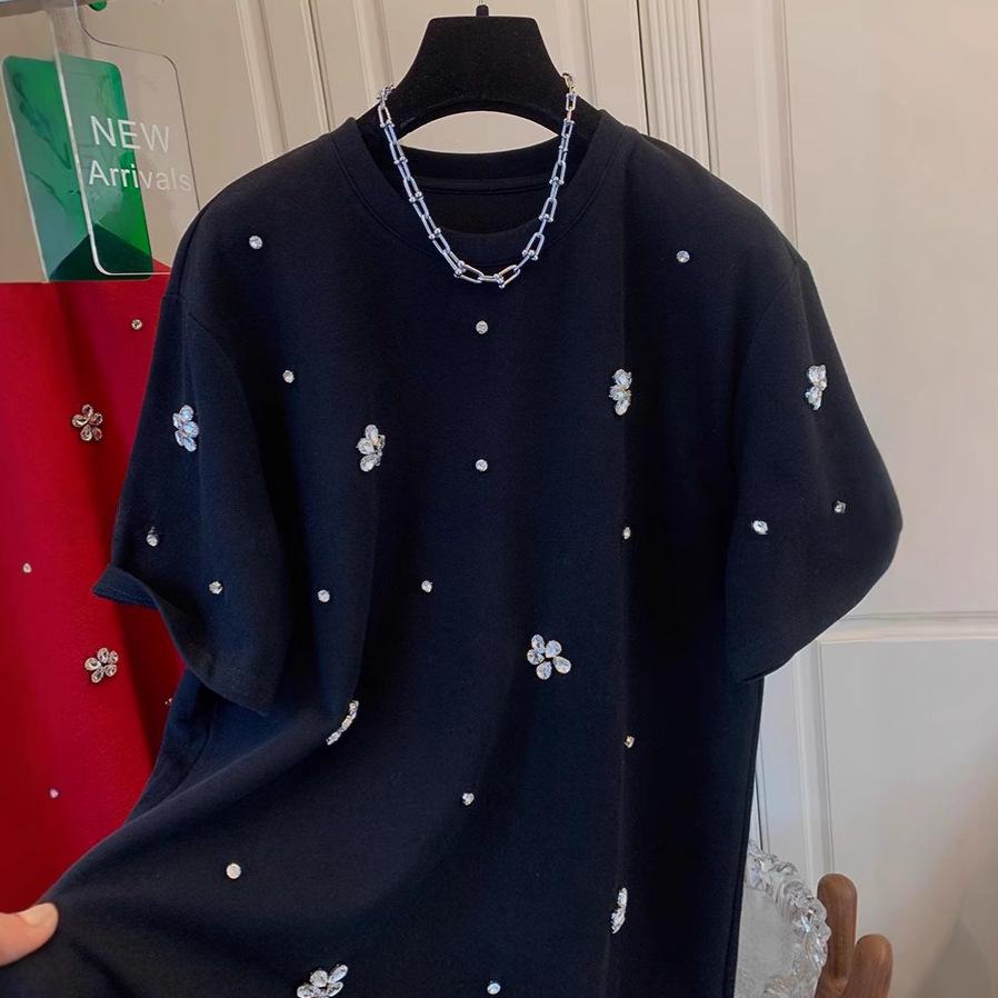 European Style Heavy-Duty Warm Brushed Short Sleeve Women's Base T-Shirt for Early Spring 2025