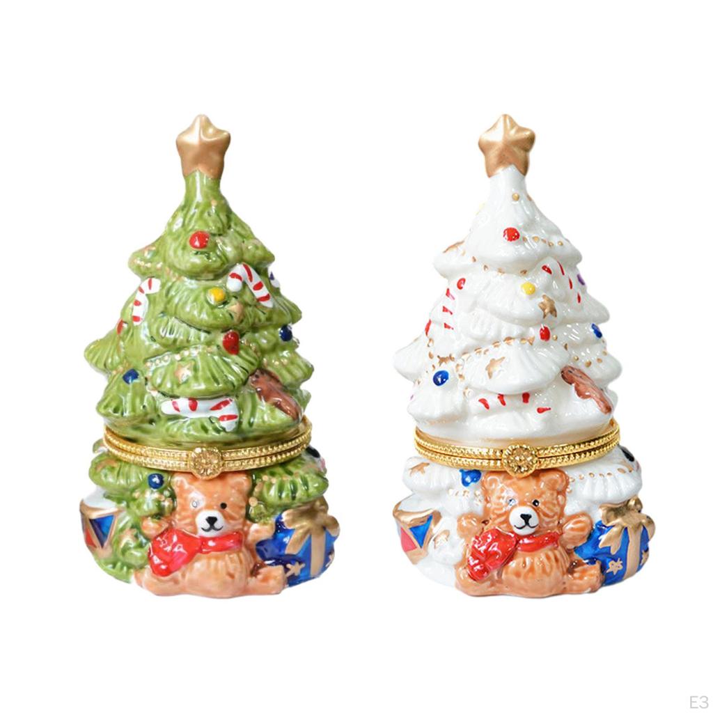 Christmas Tree Jewelry Box Trinket Desk Decor Keepsake Organizer Display for Valentine's Day