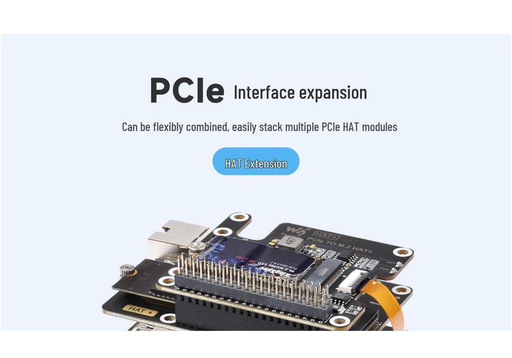 Raspberry Pi 5 Dual PCIe Expansion Board: Stackable 1-to-2 PCIe Interfaces with Multiple HAT Module Support