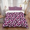 3Pcs Pink Leopard Print Printed Bedding Set, Breathable And Soft,(Includes 1 Duvet Cover And 2 Pillowcases, Quilt Not Included) Yy250815155