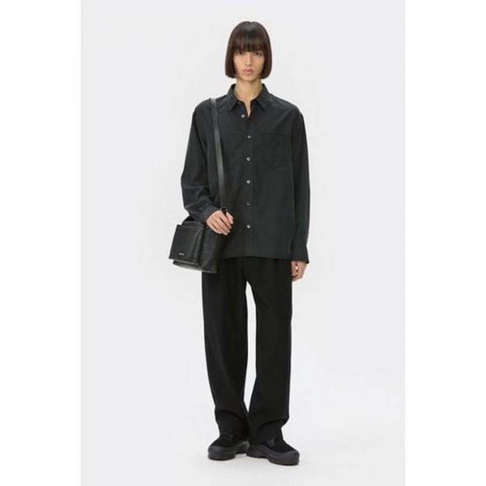 Customellow Relaxed Fit Chest Pocket Rayon Shirt Black Cwsaw25113bkx