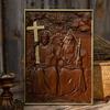 Vintage Religious Holy Statues Trinity Wood Wall Decor, Catholic Mural Family Home Decor