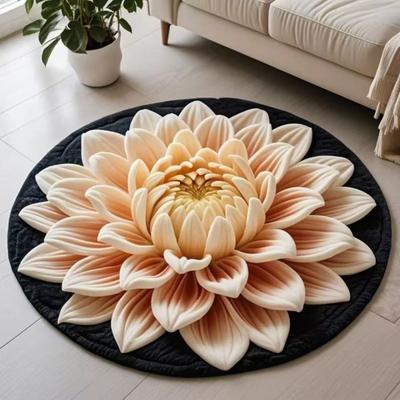 Yousheng Floor Mat 3D Flower Design Quick-Drying Water Absorbent Bathroom Rug Non-Slip Stable Grip Bath Mat Home Bedroom Decor