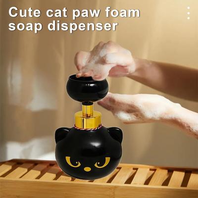 1Pcs Cat Paw Soap Dispenser - Cat Pawprint Soap Refillable Empty Cats Paw Print Foam Soaps Pump Bottle for Bathroom Kitchen