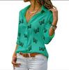 Butterfly Print Lapel Style Shirt Women Loose Fit