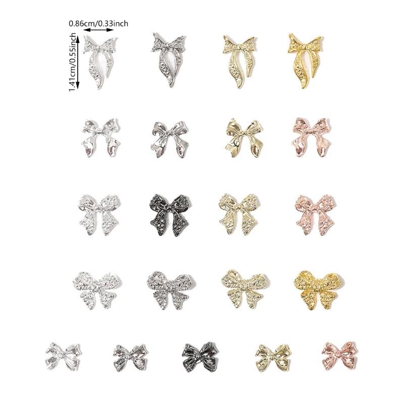 Alloy Nail Art Rivets,3D Bows Nail Art Charms Nail Art Decals Bows Nail Rhinestones Nail Art Supplies for Women Girls
