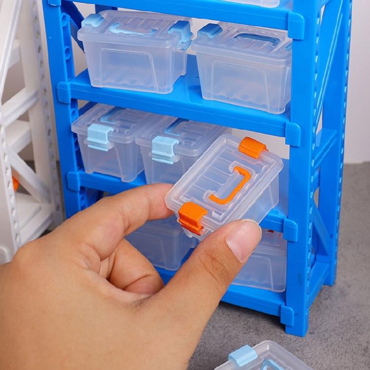 Simulation Warehouse Display Shelf With Storage Box Enhances Spatial Awareness Realistic Storage Doll House Scene Decors