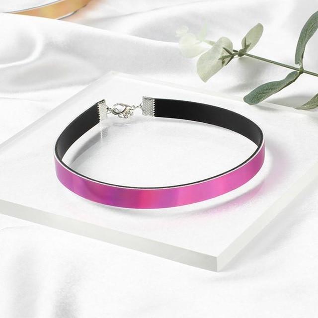 Day Collar Holographic Choker Submissive Pu Leather Necklace Collars & Leashes